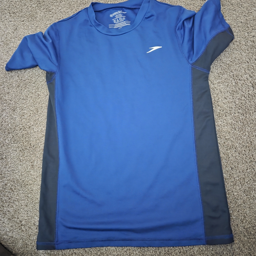 Speedo Men's Blue and Gray Rash Guard
